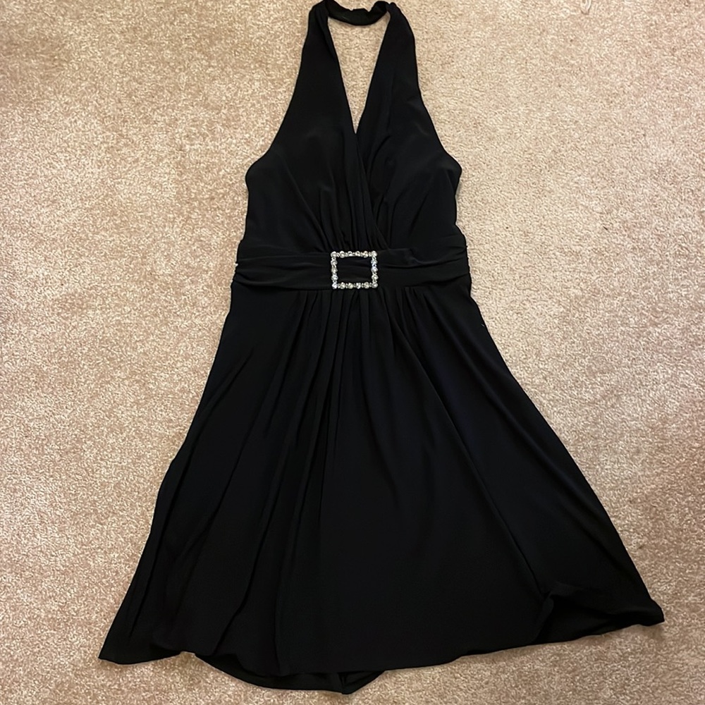 NWT black halter cocktail dress Sz 12P